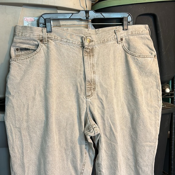 Lee Riveted Tan Denim Jeans 5 Pockets Relaxed Fit Plus 24W Medium Cotton - Picture 3 of 16